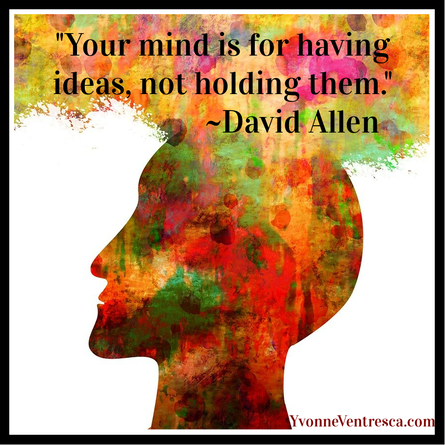 Abstract picture of a head with mix colors emananting above it. Quote: 